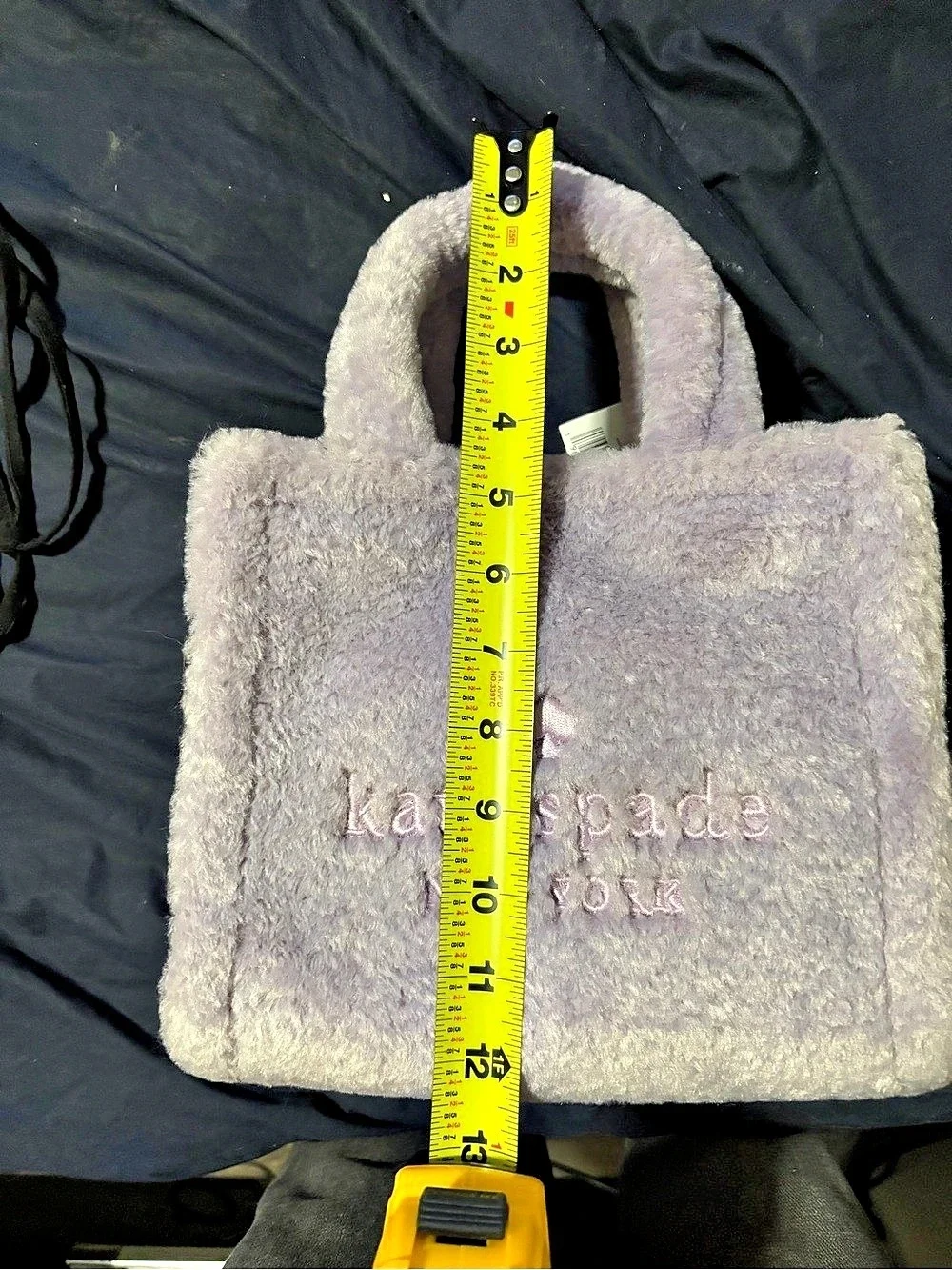 Kate Spade Ellie Small Tote Faux Fur Small Tote Purple NWT